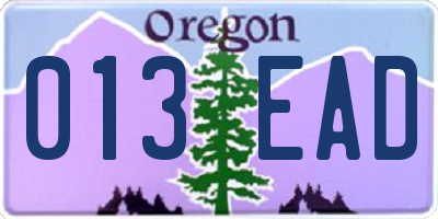 OR license plate 013EAD