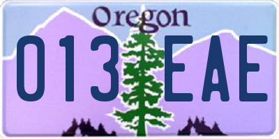 OR license plate 013EAE