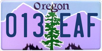 OR license plate 013EAF