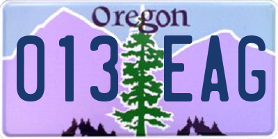 OR license plate 013EAG