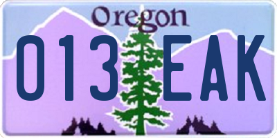 OR license plate 013EAK