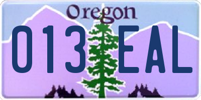 OR license plate 013EAL