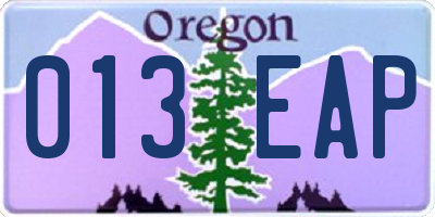 OR license plate 013EAP
