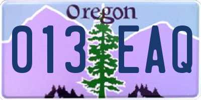OR license plate 013EAQ