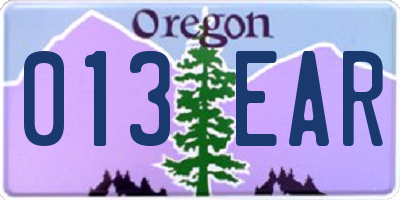 OR license plate 013EAR