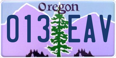 OR license plate 013EAV