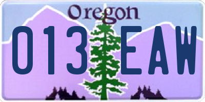 OR license plate 013EAW