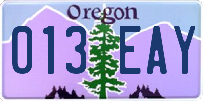 OR license plate 013EAY