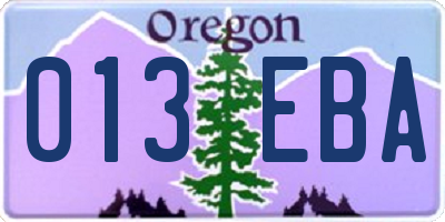 OR license plate 013EBA