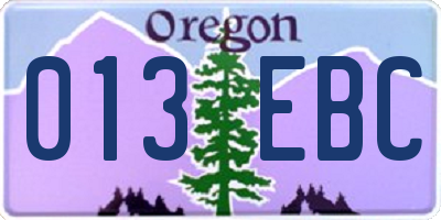 OR license plate 013EBC