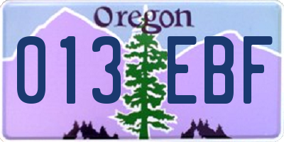 OR license plate 013EBF