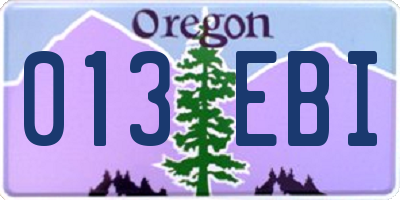 OR license plate 013EBI