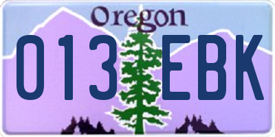 OR license plate 013EBK