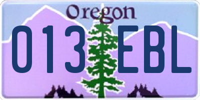 OR license plate 013EBL