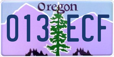 OR license plate 013ECF