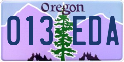 OR license plate 013EDA