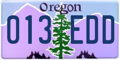 OR license plate 013EDD