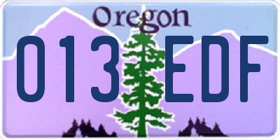 OR license plate 013EDF