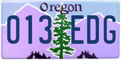 OR license plate 013EDG
