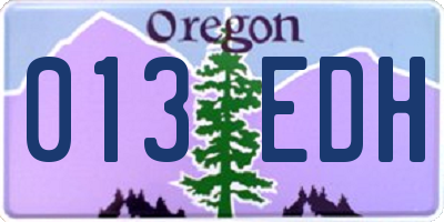 OR license plate 013EDH