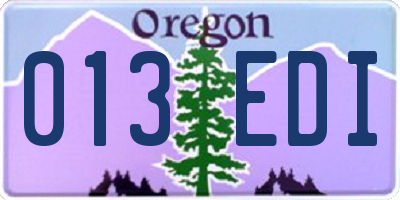 OR license plate 013EDI