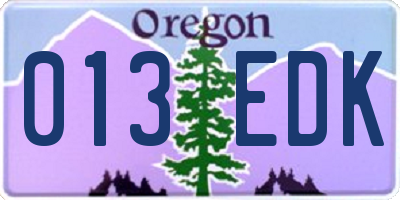 OR license plate 013EDK