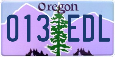 OR license plate 013EDL
