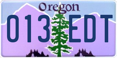OR license plate 013EDT