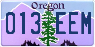 OR license plate 013EEM