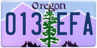OR license plate 013EFA