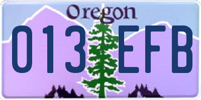 OR license plate 013EFB