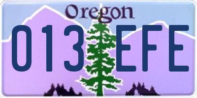 OR license plate 013EFE