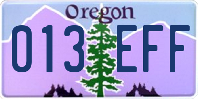 OR license plate 013EFF