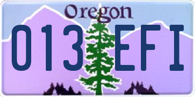OR license plate 013EFI
