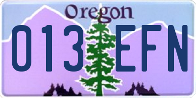 OR license plate 013EFN