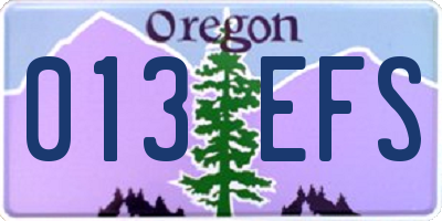 OR license plate 013EFS