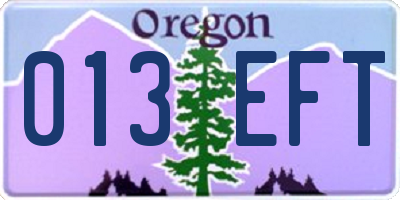 OR license plate 013EFT