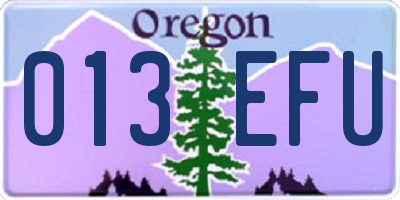 OR license plate 013EFU