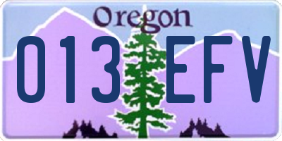 OR license plate 013EFV