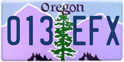 OR license plate 013EFX