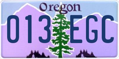 OR license plate 013EGC