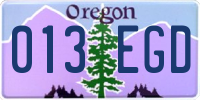 OR license plate 013EGD