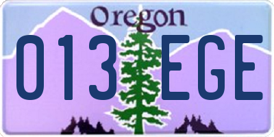 OR license plate 013EGE