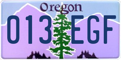 OR license plate 013EGF