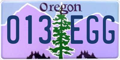 OR license plate 013EGG