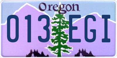 OR license plate 013EGI