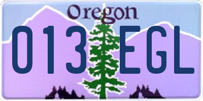 OR license plate 013EGL
