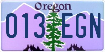 OR license plate 013EGN
