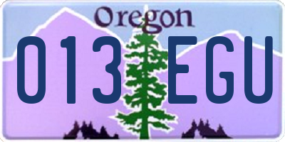 OR license plate 013EGU