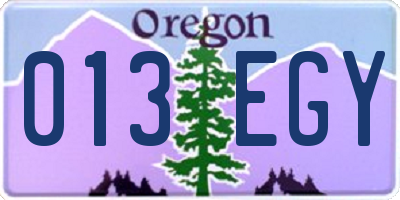 OR license plate 013EGY